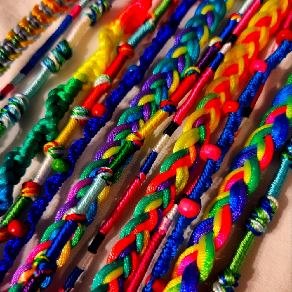 Friendship Bracelets! Rainbow Pride Swities Hippy 14 Bracelets Braided